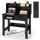 Skrivebord med stikkontakter Lite datamaskinbord med feste 95 x 56 x 109,5 cm Svart