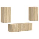  TV vegghyllesett Veggmontert 4 pcs Sonoma eik Konstruert tre