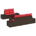 vidaXL Hagesofa Set 6 stk. Beige og Rød polyrotting