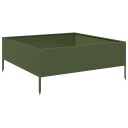  Høybed olivengrønn 100x100x25 cm stål