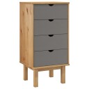 vidaXL Kommode brun og grå 46x39,5x90 cm heltre furu