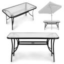 Hageglassbord 120x70 cm, for terrasse og hage, herdet glass, paraplyhull, MultiGarden