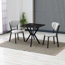 Krylor spisegruppe bord 70 cm + 2 stoler - Grå Svart