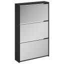 vidaXL Skoskap med speil 3 lag svart 63x17x102,5 cm