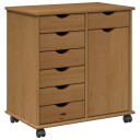 vidaXL Rullende skap Honning brun 63,5 x 39 x 65,5 cm Massiv furu