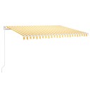 vidaXL Manuell uttrekkbar markise med LED 450x300 cm gul og hvit
