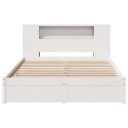  Seng med bokhylle uten madrass hvit 150x200 cm heltre furu 8721158611499