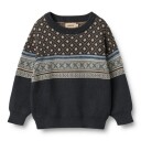 Wheat Navy Jaquard Pullover Julius 8 år/128