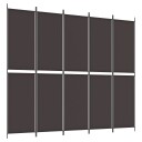 vidaXL Romdeler 5 paneler brun 250x220 cm stoff