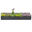 Høybed laget av stål 241 x 90,5 x 30 cm plantekasse blomsterkasse hagebed urtebed grønnsaksbed grå for hageelskere