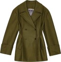 REMAIN Birger Christensen Peacoat With Pleats   Green   34