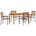  5-delt hagediningsett svart poly rattan akacia