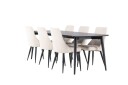 Ellis Spisegruppe 230 cm Rektangulær med 6 Leone stoler   Sort/Beige