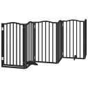  Hundeport Sammenleggbar 6 Paneler Svart 300 cm Poppeltre 352223