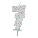 Bursdagslys med dryss 7 cm - Tallet 7