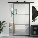 vidaXL Skyvedør svart 102,5x205 cm herdet glass og aluminium