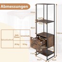 5 lags bokhylle med skuff & Metallramme bokhylle moderne stående hylle brun