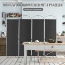 Sammenleggbar romdeler 4 paneler – grå 221 x 188 cm