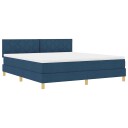  Box Spring Seng med Madrass & LED Blå 180x200 cm Stoff
