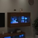 vidaXL Vegghengt TV-benk med LED-lys brun eik 98,5x30x60,5 cm 8721012256965