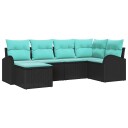 vidaXL Sofa sett 6 stk. Svart og turkis polyrotting