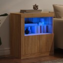 vidaXL Skjenk med LED-lys sonoma eik 60,5x37x67 cm