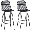 vidaXL Barstol 2 pcs Svart 44 x 55 x 109 cm Rattan og Stål