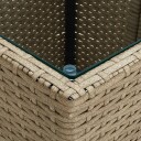 vidaXL Tebord Beige 41,5x41,5x44 cm polyrotting og herdet glass
