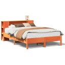  Seng med bokhylle uten madrass voksbrun 140x190 cm heltre furu 8721158616265