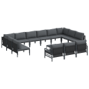  Hagesofa Set 14 pcs Antrasitt Stål
