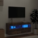 vidaXL Vegghengt TV-benk med LED røkt eik 100x30x40 cm 8721012257993