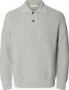 Selected Slmpim Ls Knit Polo Camp   LIGHT GREY MELANGE   XXL