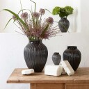 Knabstrup Keramik Knabstrup vase riller 20 cm Svart