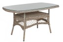 Brafab Kamomill spisegruppe 2 seter sofa 2 lenestoler & spisebord 135x80 cm Beige med grå pute