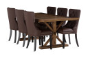 Spisegruppe Yorkshire 200x100cm inkl 6 Lossmen Stoler Kunstl   Brun