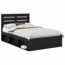  Sengestamme med hodegjerde Svart 120 x 190 cm Massiv furu