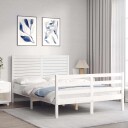 vidaXL Sengeramme med hodegavl hvit 120x200 cm heltre