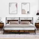 Sengeramme i metall uten madrass røkt eik 193x203 cm