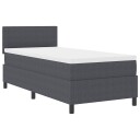  Box Spring Seng med Madrass Mørk Grå 100x200 cm Kordfløyelstoff