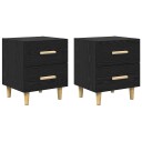  Sengeskap 2 pcs Svart eik 40 x 35 x 47.5 cm Konstruert tre