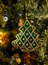 Tinker Tailor Juletre med broderinger 10,5cm krystaller grønn