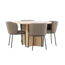 Venture Home Spisegruppe Strada Rund 120/170 cm Hvit med Edina Stoler 4 stk Svart / Brun 4 stk Svart / Brun