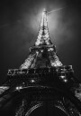 Eiffel Tower Paris Night Black & White Plakat Plakat / 100x150cm