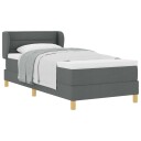 Box Spring Seng med Madrass Mørk Grå 90x200 cm Stoff