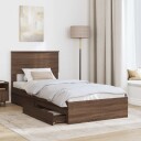  Seng med Oppbevaring Brun Eik 100 x 200 cm Konstruert tre