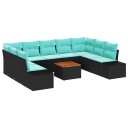 vidaXL Hagesofa Set 10 stk. Svart og turkis