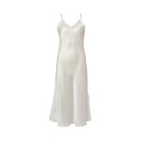Lady Avenue Pure Silk Long Nightgown With Lace Benhvit silke X-Small Dame