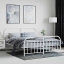 vidaXL Sengeramme i metall med hode- og fotgavl hvit 180x200 cm 8720845884864