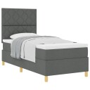  Box Spring Seng med Madrass Mørkegrå 90x200 cm Stoff
