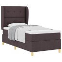  Box Spring Seng med Madrass Mørk Brun 100x200 cm Stoff